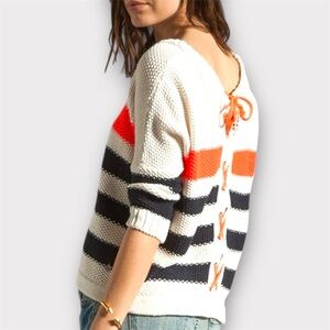 Scotch & Soda Striped Lace-Up Back Skull Bead Sweater